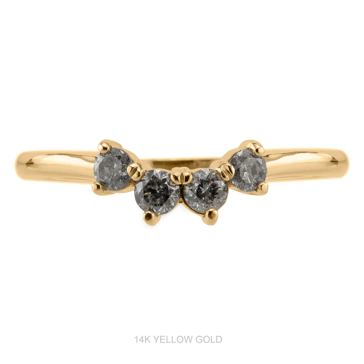Ursa Wedding Ring, 4 Salt and Pepper Diamond, Round Band