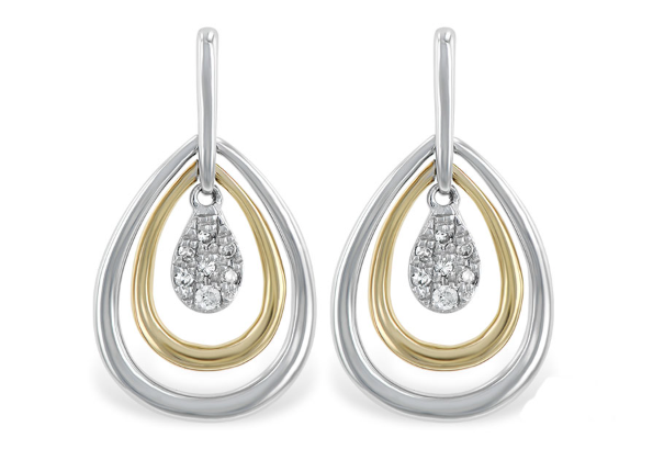 14K Two-Tone Diamond Pear-shape Dangle Earrings