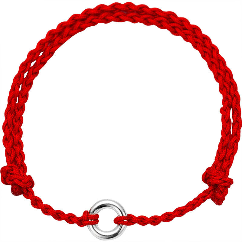Fortune Jewel 925 Sterling Silver Peace Buckle Luck String Braid Rope Anklet