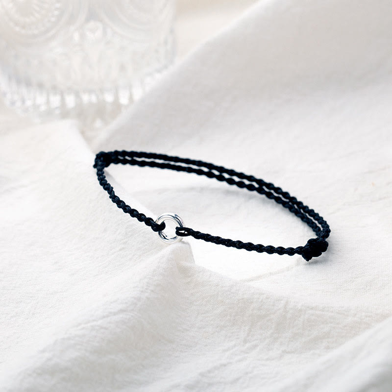 Fortune Jewel 925 Sterling Silver Peace Buckle Luck String Braid Rope Anklet