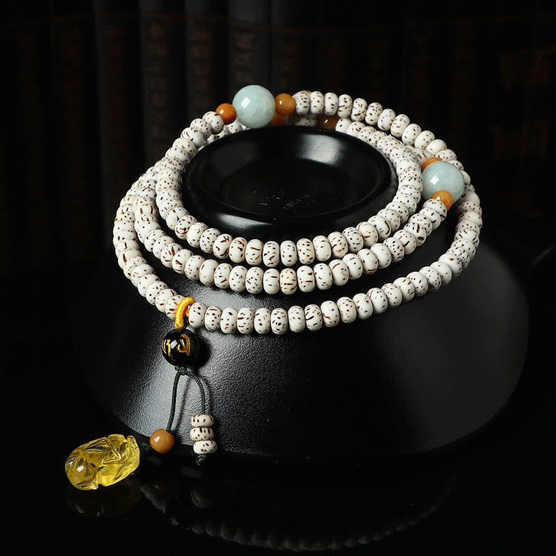 Fortune Jewel Tibetan Bodhi Seed Amber Agate Wealth Bracelet