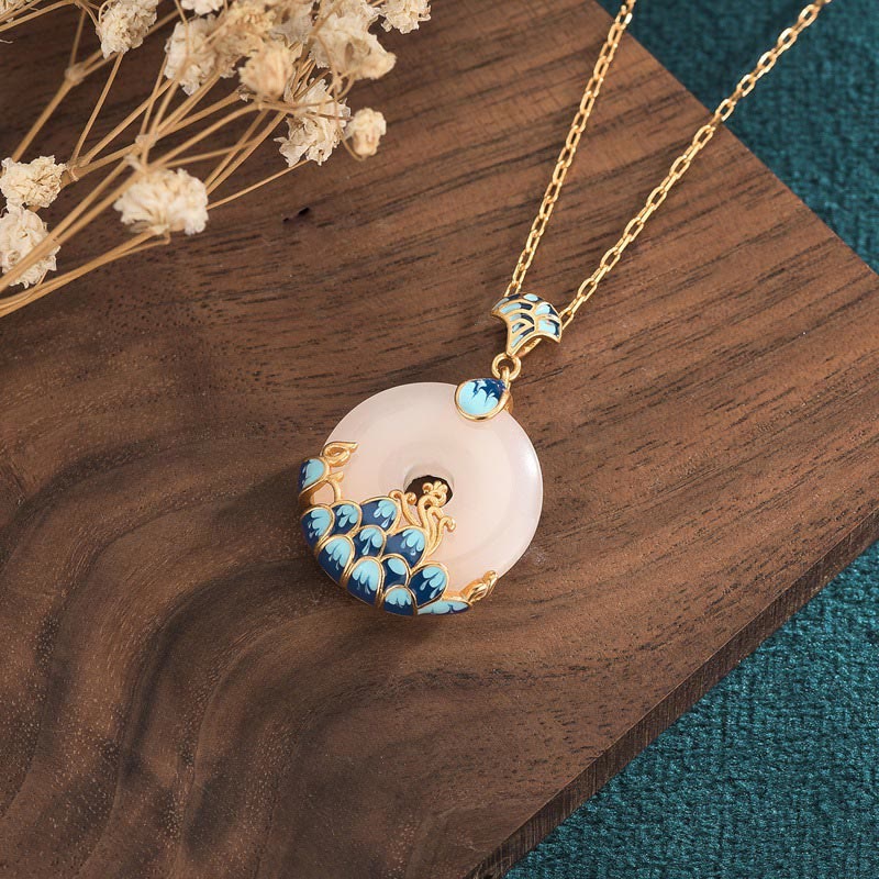 Fortune Jewel White Jade Peace Buckle Mountains And Sea Luck Necklace Pendant