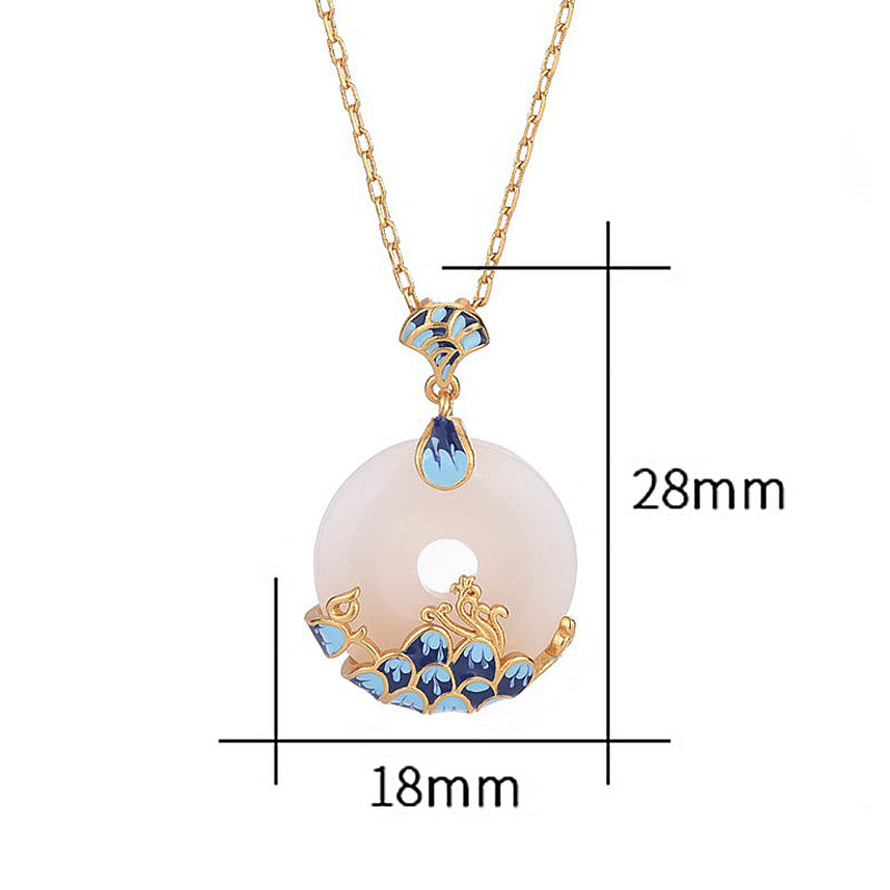 Fortune Jewel White Jade Peace Buckle Mountains And Sea Luck Necklace Pendant