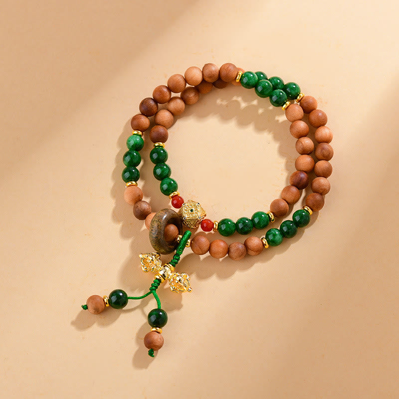 Fortune Jewel Sandalwood Wood Bead Tibet Dorje Vajra  Double Twisted Design Protection Healing Bracelet