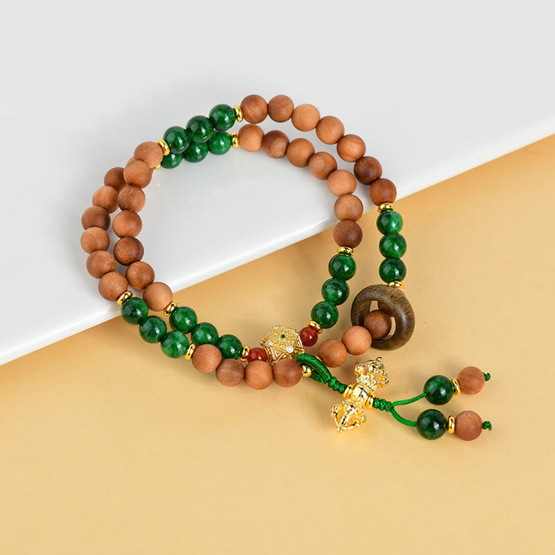 Fortune Jewel Sandalwood Wood Bead Tibet Dorje Vajra  Double Twisted Design Protection Healing Bracelet