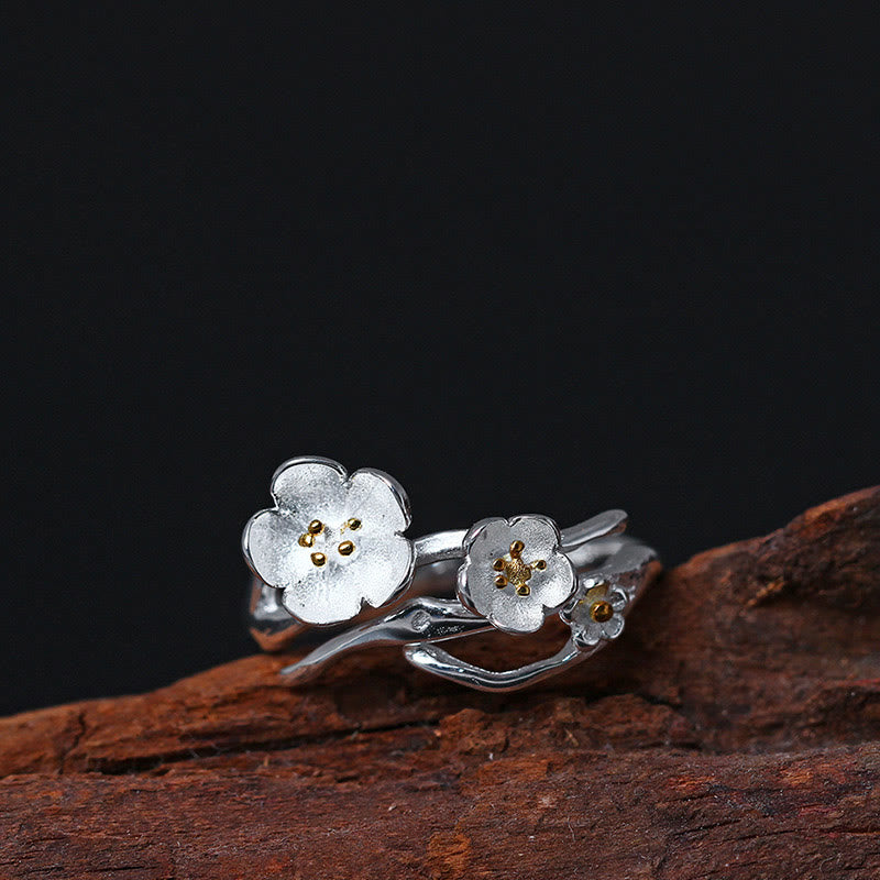 Fortune Jewel 925 Sterling Silver Plum Bossom Balance Ring
