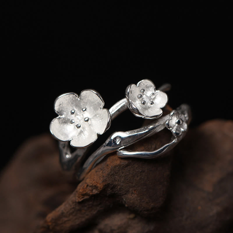 Fortune Jewel 925 Sterling Silver Plum Bossom Balance Ring