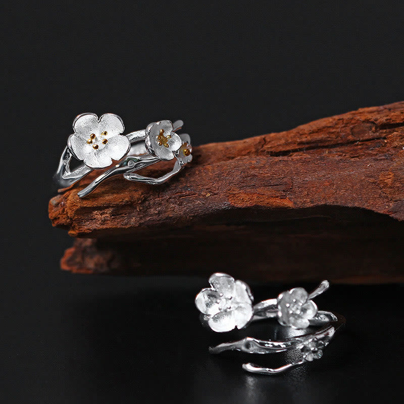 Fortune Jewel 925 Sterling Silver Plum Bossom Balance Ring