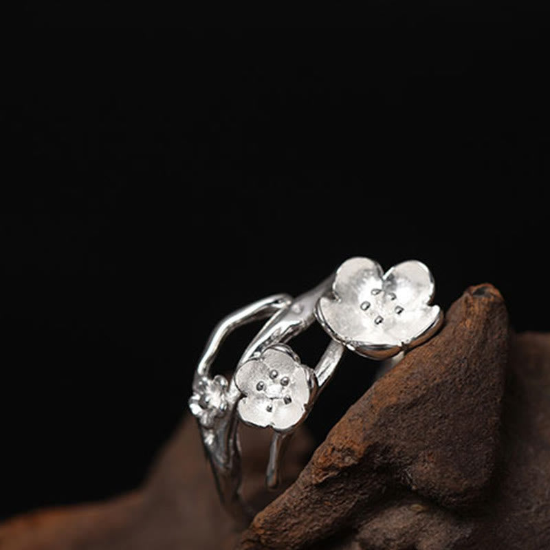 Fortune Jewel 925 Sterling Silver Plum Bossom Balance Ring
