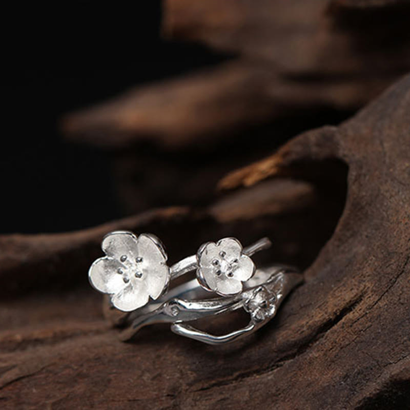 Fortune Jewel 925 Sterling Silver Plum Bossom Balance Ring