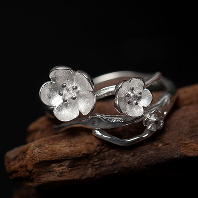 Fortune Jewel 925 Sterling Silver Plum Bossom Balance Ring