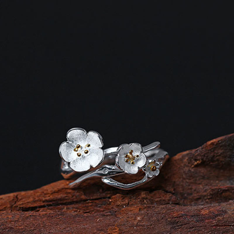 Fortune Jewel 925 Sterling Silver Plum Bossom Balance Ring