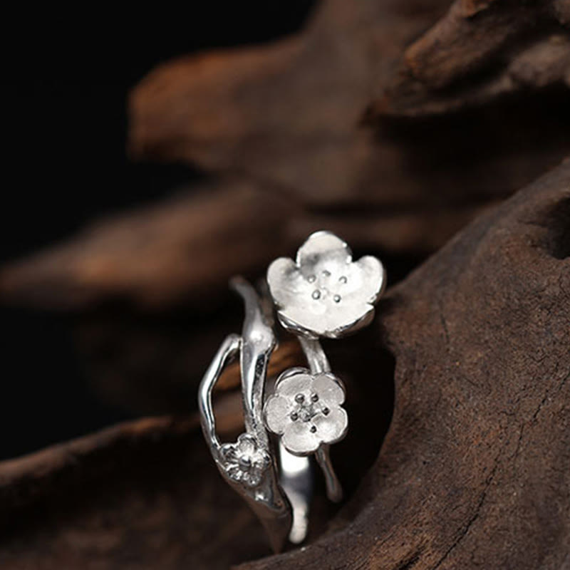 Fortune Jewel 925 Sterling Silver Plum Bossom Balance Ring