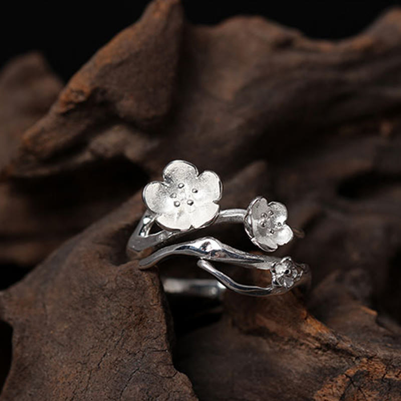Fortune Jewel 925 Sterling Silver Plum Bossom Balance Ring