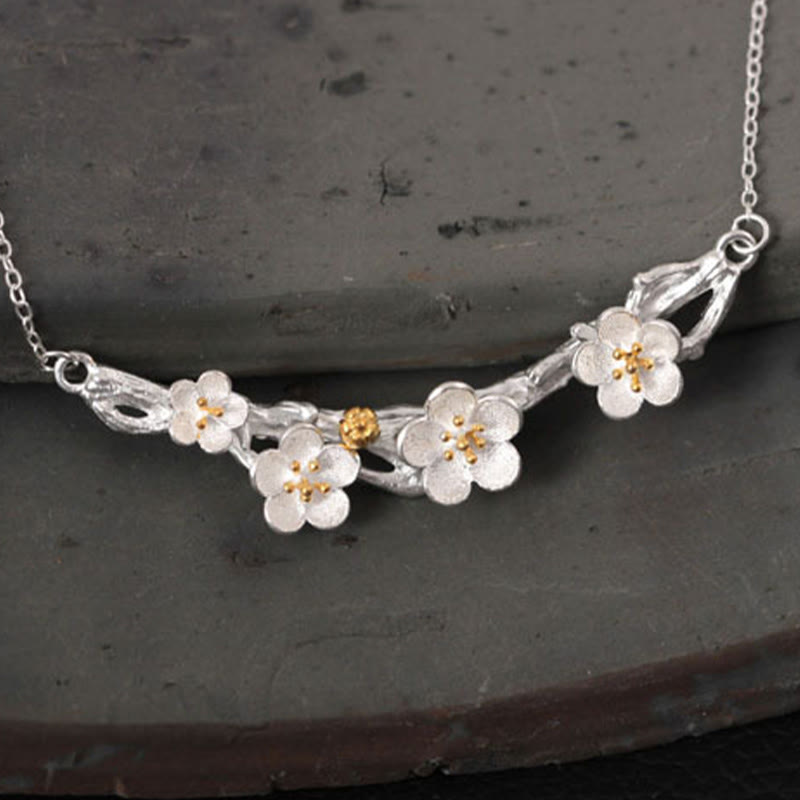 Fortune Jewel 925 Sterling Silver Plum Bossom Protection Necklace Pendant