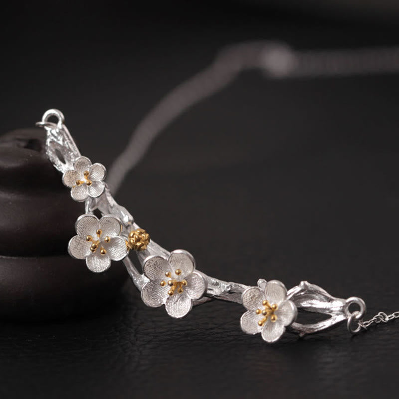 Fortune Jewel 925 Sterling Silver Plum Bossom Protection Necklace Pendant