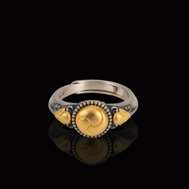 Fortune Jewel 925 Sterling Silver Plated Gold Skeleton Balance Adjustable Ring