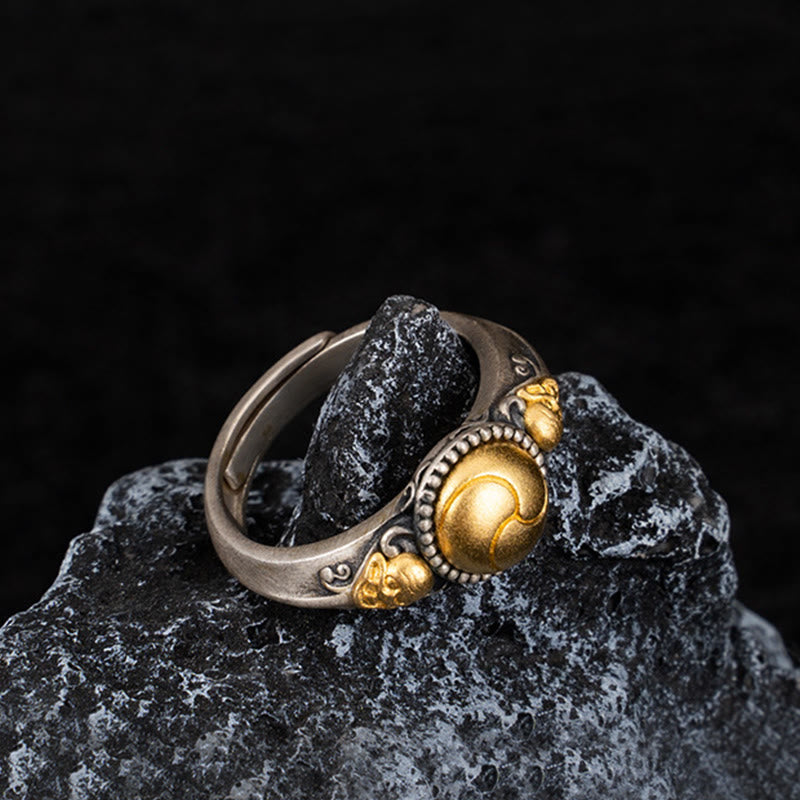 Fortune Jewel 925 Sterling Silver Plated Gold Skeleton Balance Adjustable Ring
