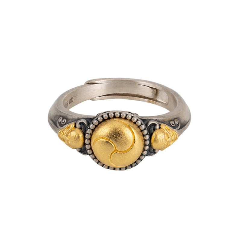 Fortune Jewel 925 Sterling Silver Plated Gold Skeleton Balance Adjustable Ring