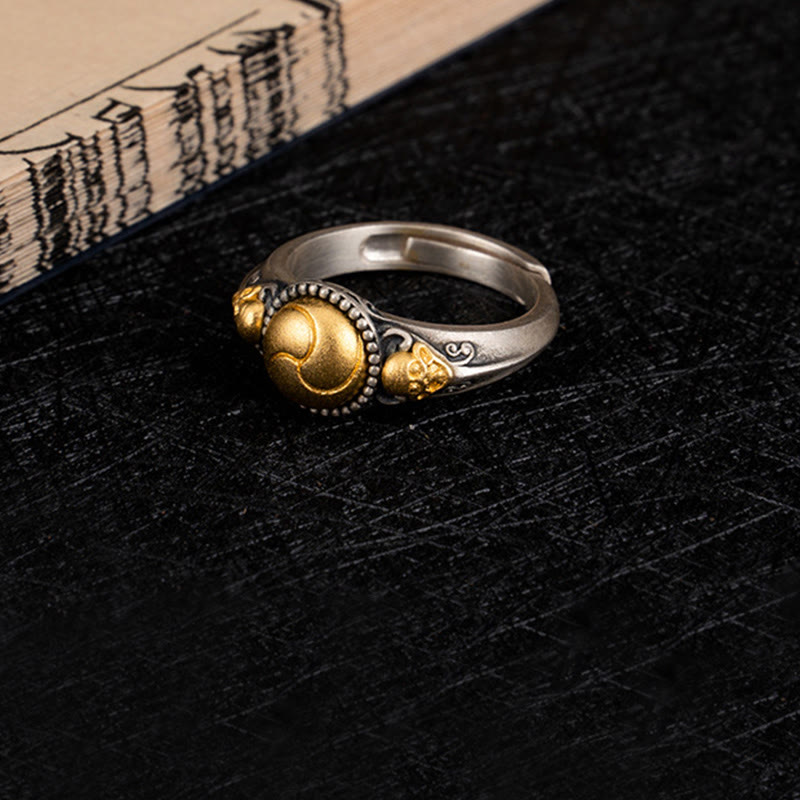 Fortune Jewel 925 Sterling Silver Plated Gold Skeleton Balance Adjustable Ring