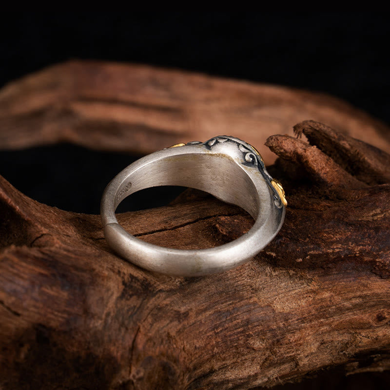 Fortune Jewel 925 Sterling Silver Plated Gold Skeleton Balance Adjustable Ring