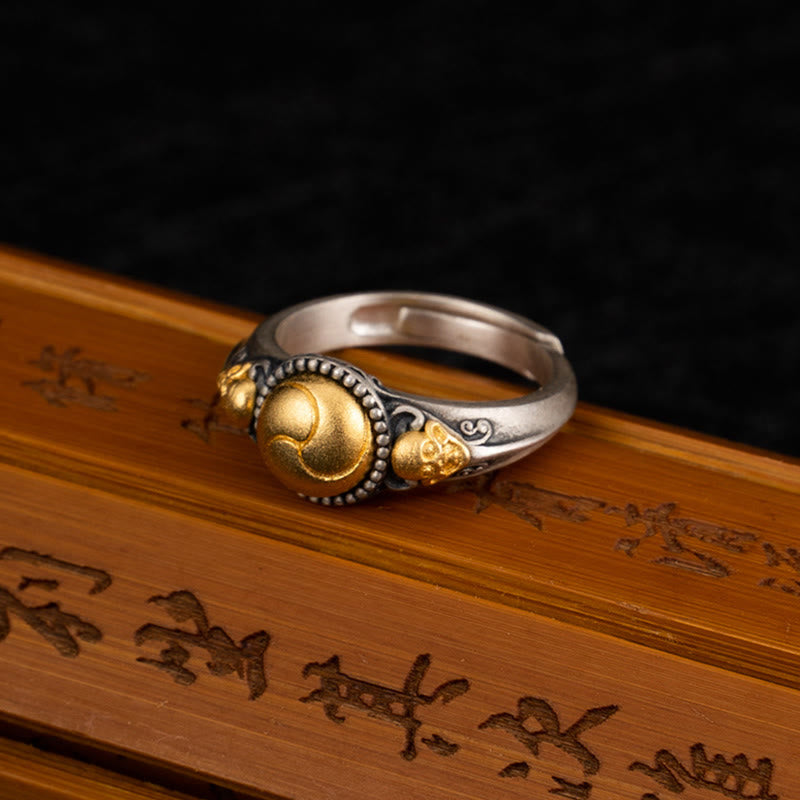 Fortune Jewel 925 Sterling Silver Plated Gold Skeleton Balance Adjustable Ring