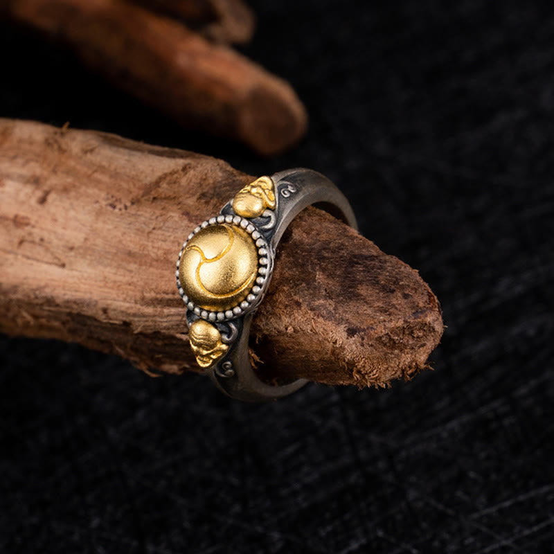 Fortune Jewel 925 Sterling Silver Plated Gold Skeleton Balance Adjustable Ring