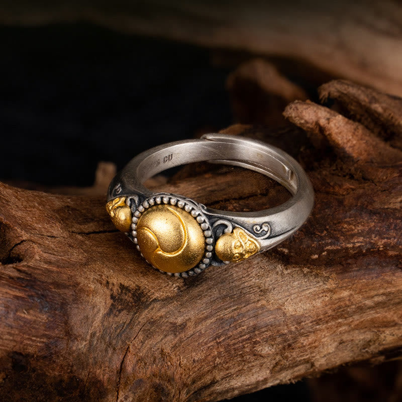 Fortune Jewel 925 Sterling Silver Plated Gold Skeleton Balance Adjustable Ring