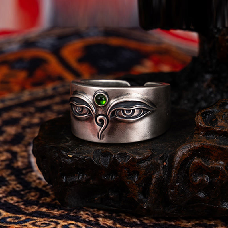 Fortune Jewel 925 Sterling Silver Bodhisattva Tara Calm Adjustable Ring