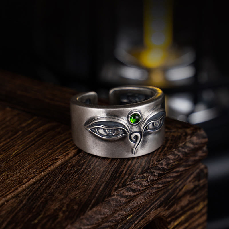 Fortune Jewel 925 Sterling Silver Bodhisattva Tara Calm Adjustable Ring