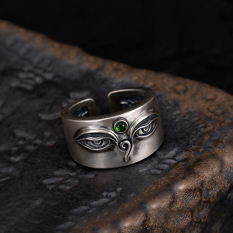 Fortune Jewel 925 Sterling Silver Bodhisattva Tara Calm Adjustable Ring