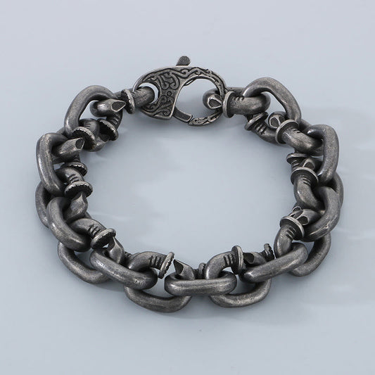 Fortune Jewel Square Rivets Titanium Steel Good Luck Balance Bracelet