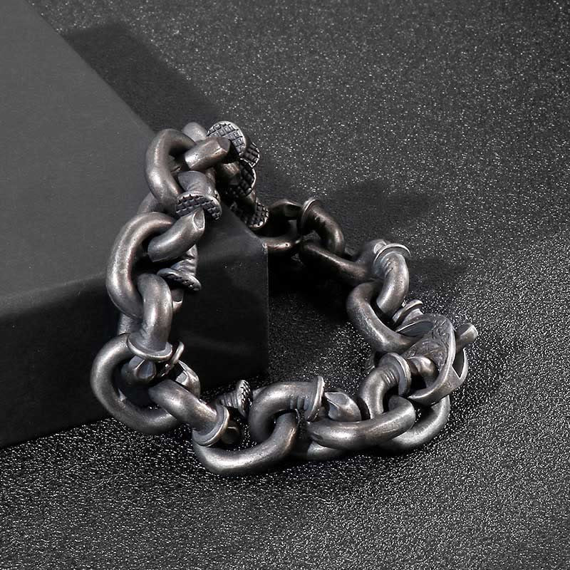 Fortune Jewel Square Rivets Titanium Steel Good Luck Balance Bracelet