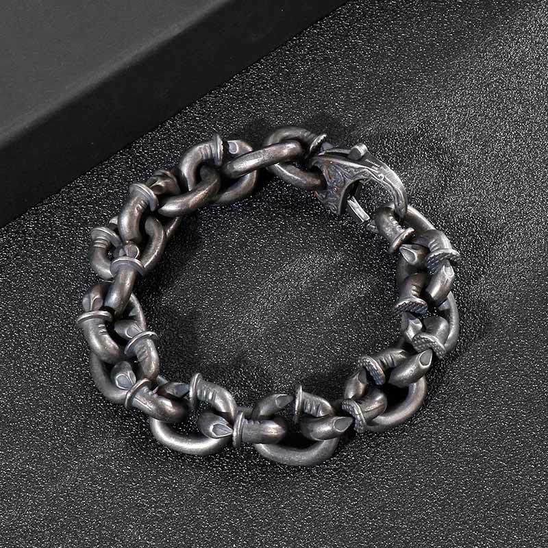 Fortune Jewel Square Rivets Titanium Steel Good Luck Balance Bracelet
