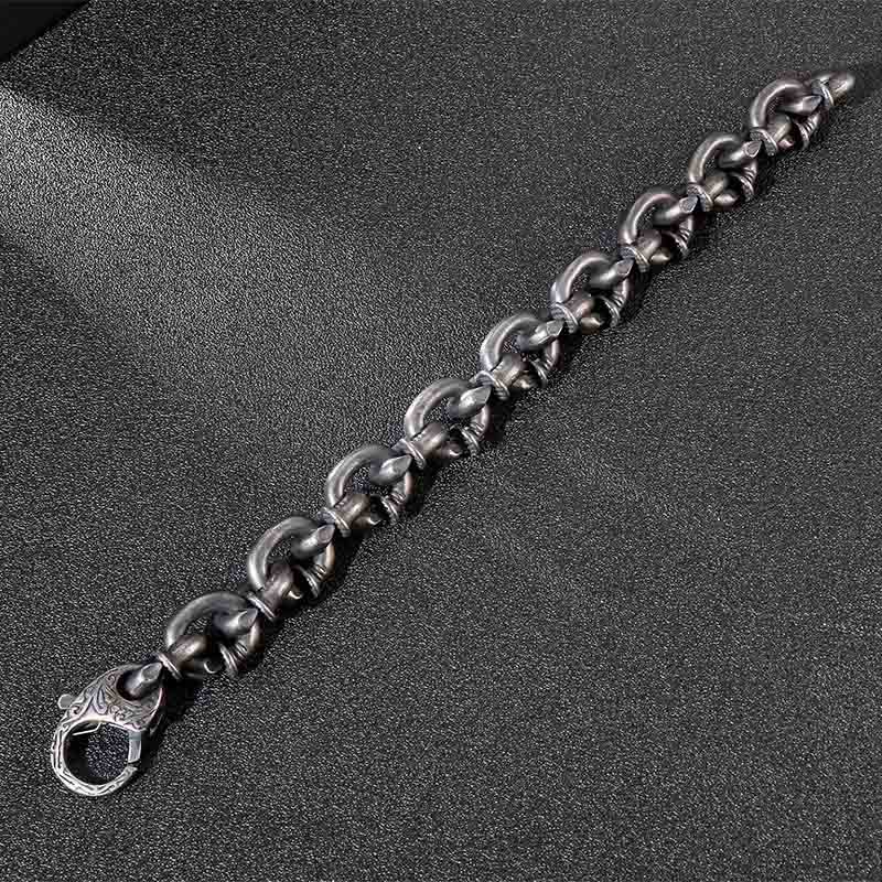 Fortune Jewel Square Rivets Titanium Steel Good Luck Balance Bracelet