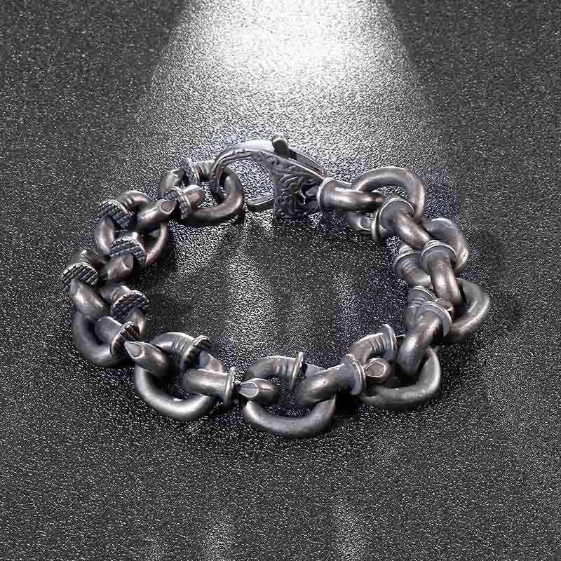 Fortune Jewel Square Rivets Titanium Steel Good Luck Balance Bracelet