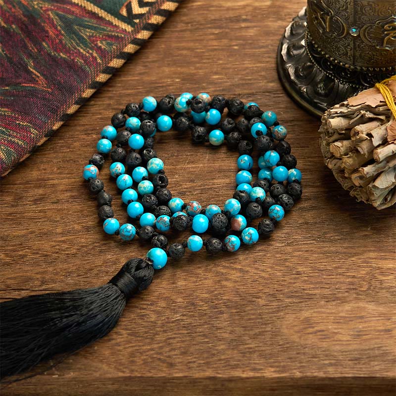 Fortune Jewel Emperor Stone Lava Rock Beads Tassel Happiness Necklaces Pendants