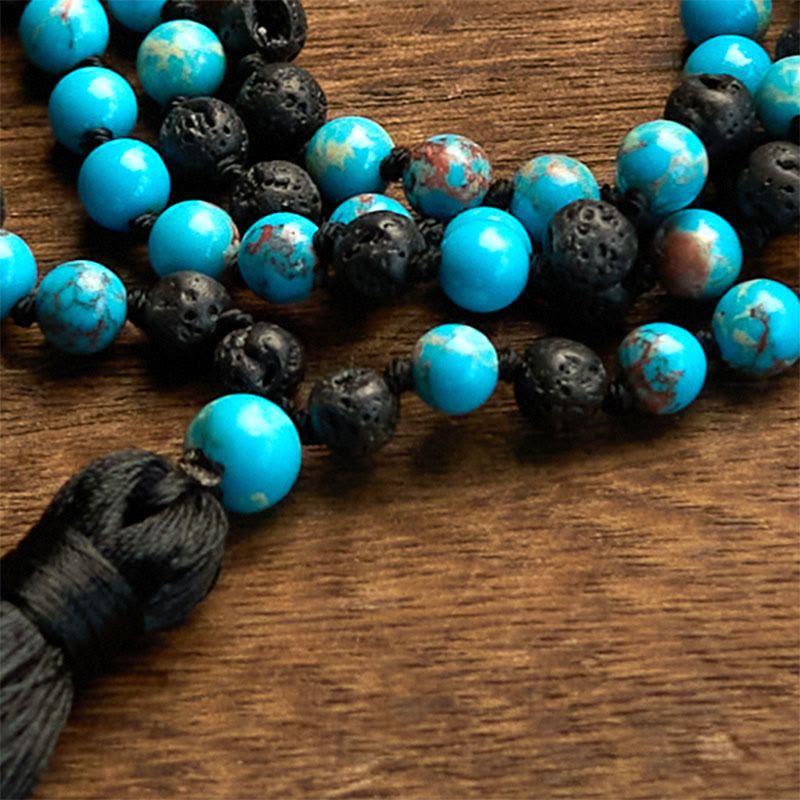 Fortune Jewel Emperor Stone Lava Rock Beads Tassel Happiness Necklaces Pendants