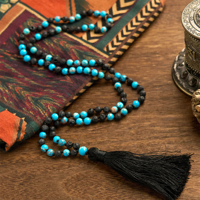 Fortune Jewel Emperor Stone Lava Rock Beads Tassel Happiness Necklaces Pendants