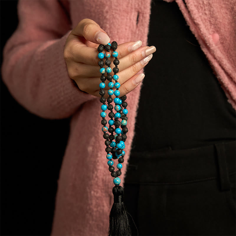 Fortune Jewel Emperor Stone Lava Rock Beads Tassel Happiness Necklaces Pendants
