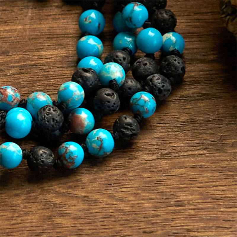 Fortune Jewel Emperor Stone Lava Rock Beads Tassel Happiness Necklaces Pendants