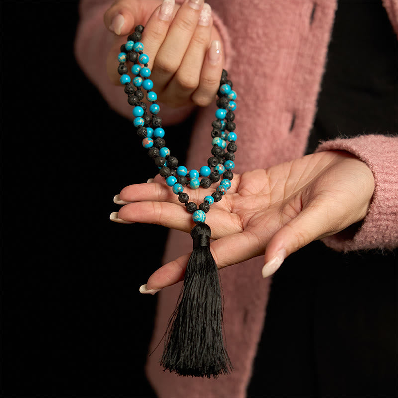 Fortune Jewel Emperor Stone Lava Rock Beads Tassel Happiness Necklaces Pendants