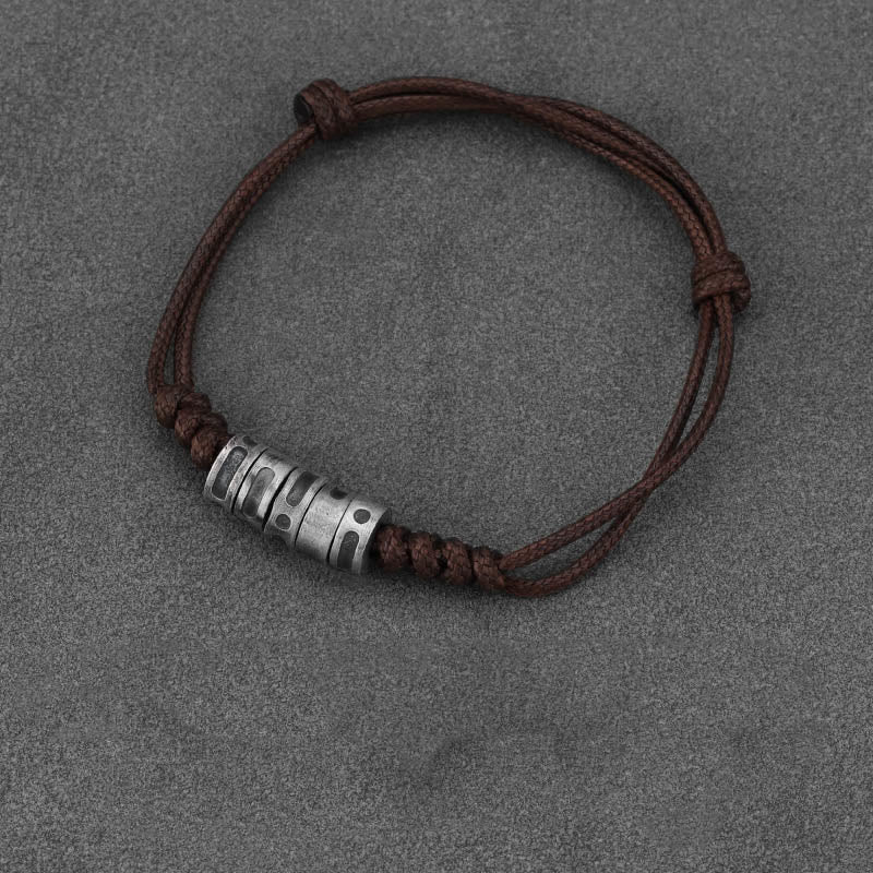 Fortune Jewel 999 Sterling Silver Morse Code Wax Rope Blessing Bracelet