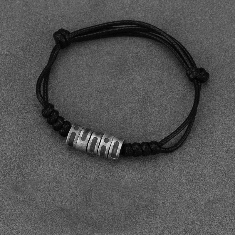 Fortune Jewel 999 Sterling Silver Morse Code Wax Rope Blessing Bracelet