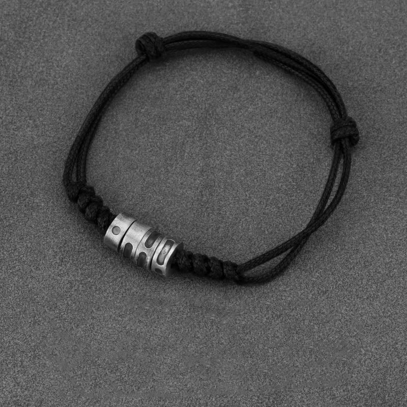 Fortune Jewel 999 Sterling Silver Morse Code Wax Rope Blessing Bracelet