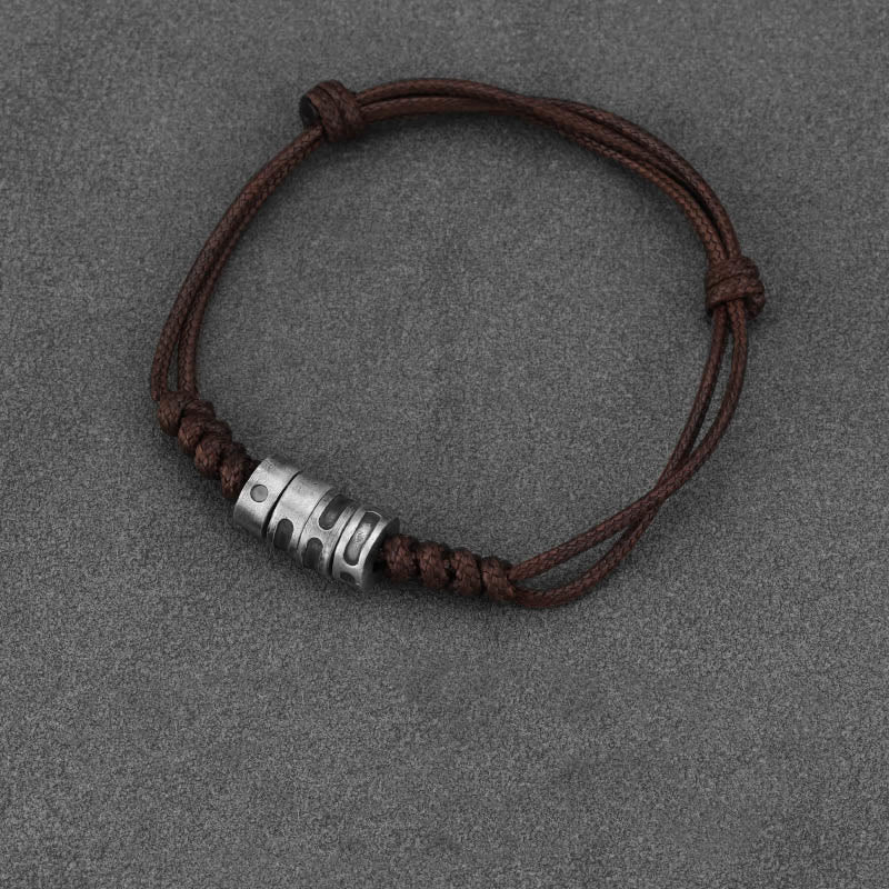 Fortune Jewel 999 Sterling Silver Morse Code Wax Rope Blessing Bracelet