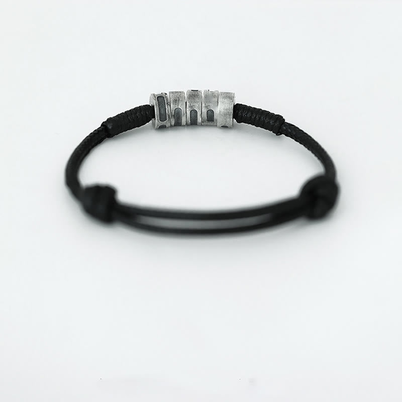 Fortune Jewel 999 Sterling Silver Morse Code Wax Rope Blessing Bracelet