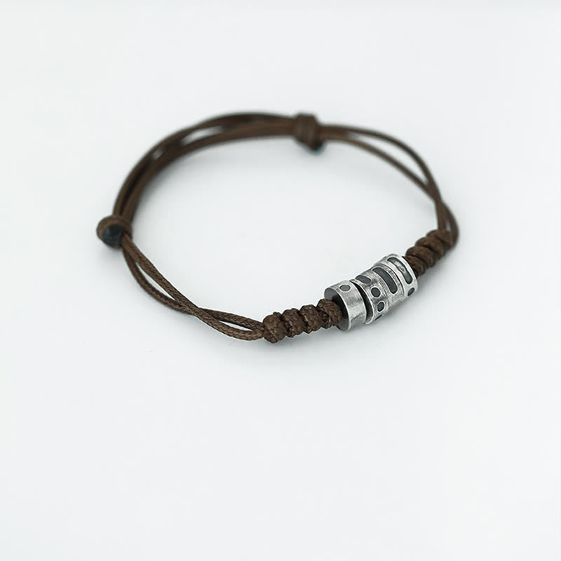 Fortune Jewel 999 Sterling Silver Morse Code Wax Rope Blessing Bracelet