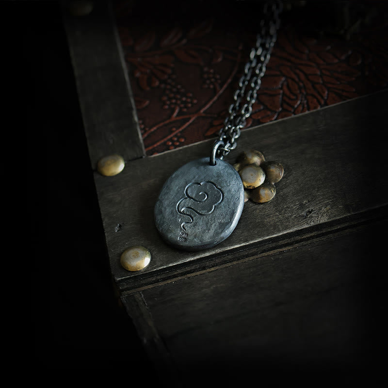 Fortune Jewel 999 Sterling Silver 24k Gold Crane Auspicious Clouds Balance Necklace Pendant
