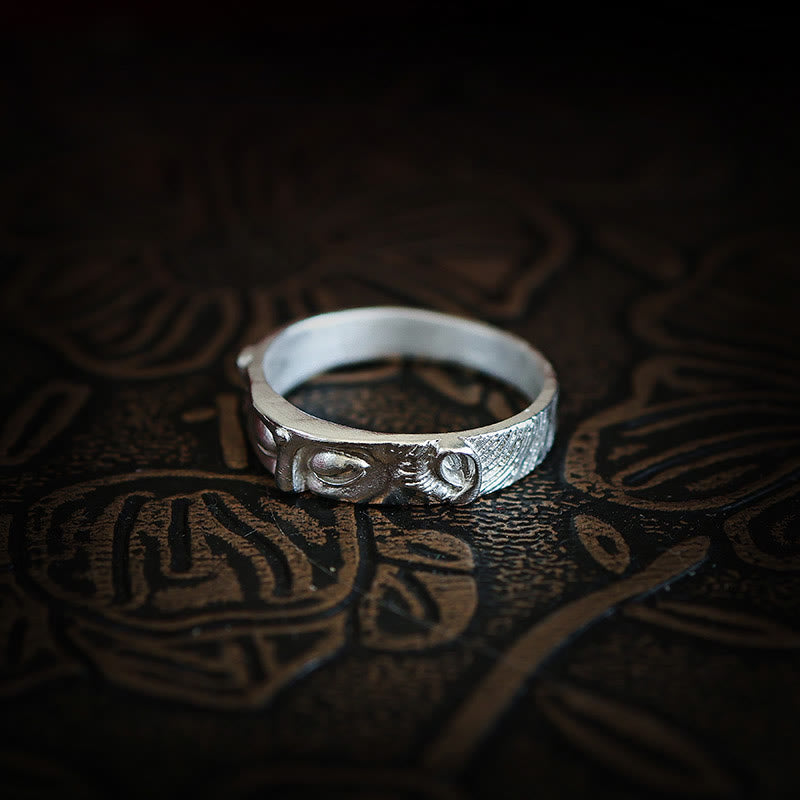 Fortune Jewel 999 Sterling Silver Buddha Eyes Protection Ring